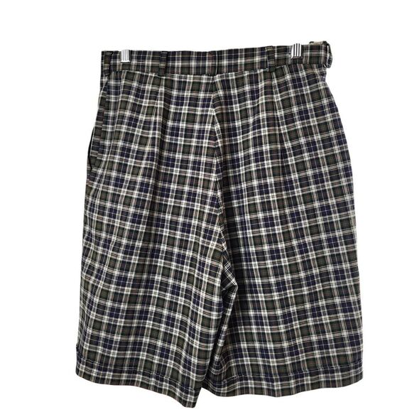 C&A Size 40 / Small Black Plaid Viscose Blend Bermuda Shorts Cuffs Pockets - Picture 5 of 10